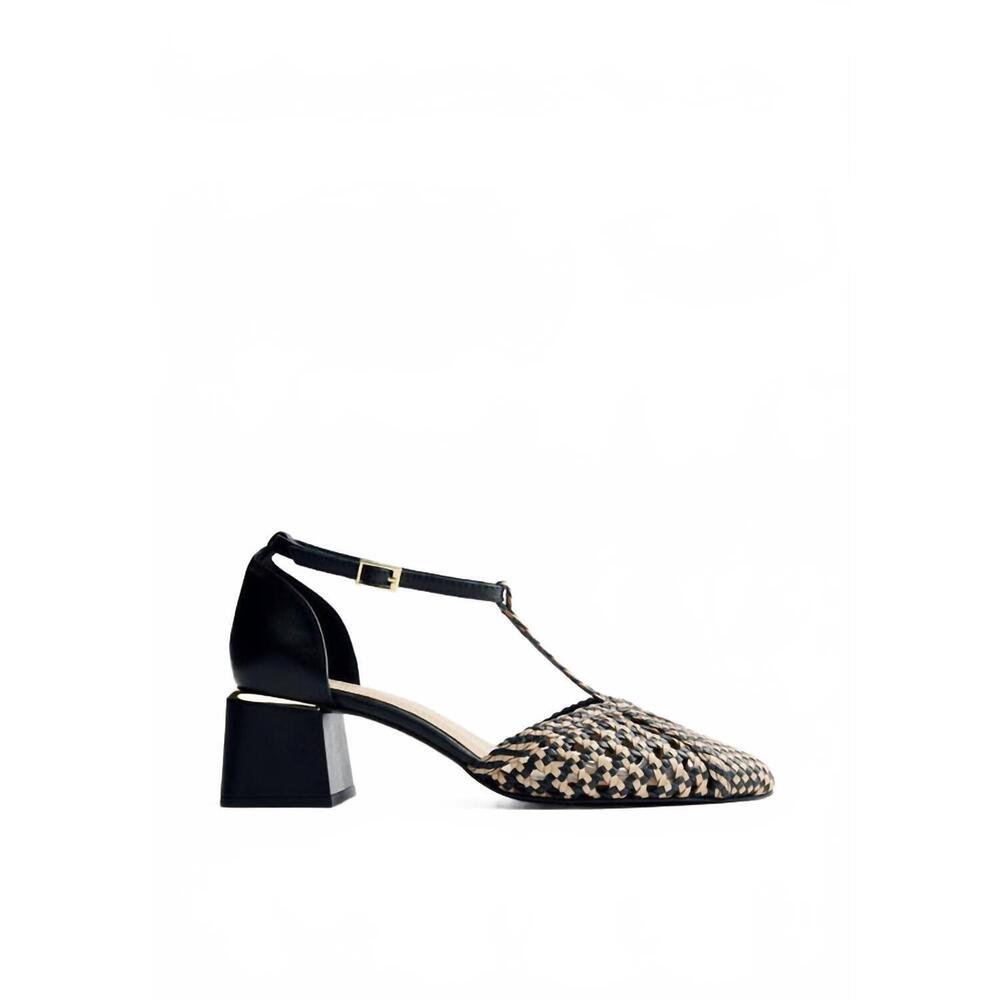 NEW GIOSEPPO women's boyne braided leather heeled shoes in black
